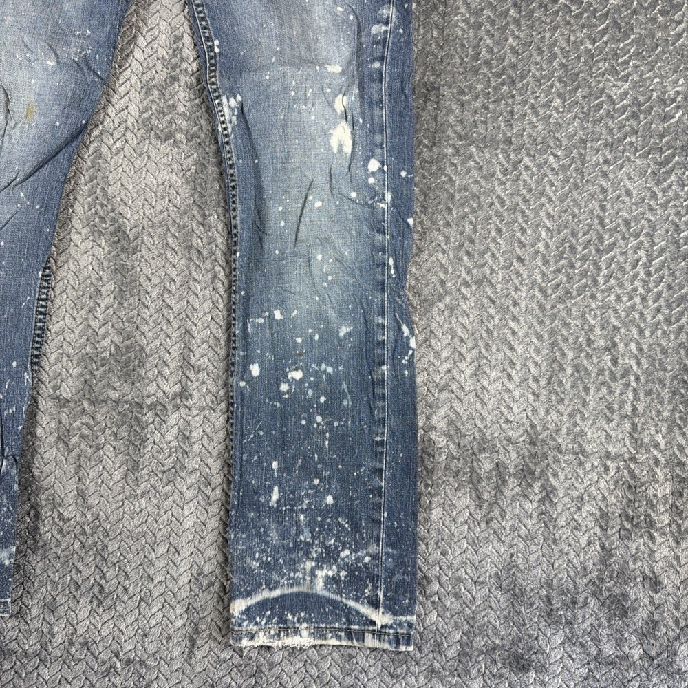 Levis 511 Slim Jeans Mens 34x32 Medium Wash Blue Stretch Denim Stained - Picture 2 of 16
